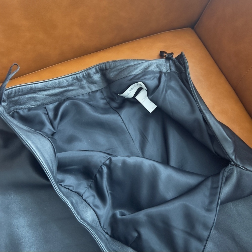 Hugo Buscati High Waisted Straight Black Genuine Leather Pants Size 4 - Picture 11 of 13